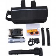 Ремонтный комплект «Kenli» KL-9813, сумка на раму + велоаптечка + мультитул + монтажки 2 шт + насос + фонарик, 7 предметов