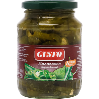 

Перец халапеньо маринован. "GUSTO" 340г