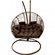 Кресло подвесное «Craftmebel» Кокон Двойной Премиум Зигзаг, коричневый/подушка коричневая