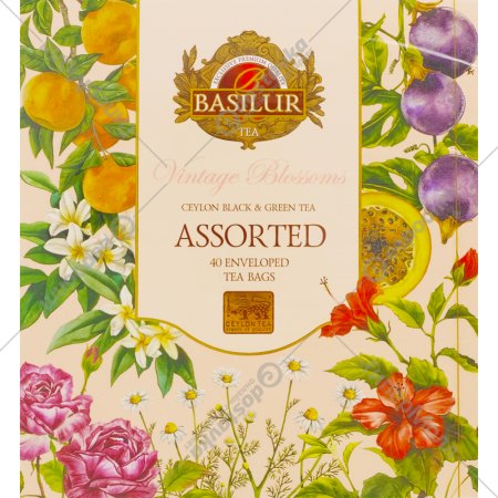 Чай пакетированный «Basilur» винтажные цветы, ассорти, 40х1.5