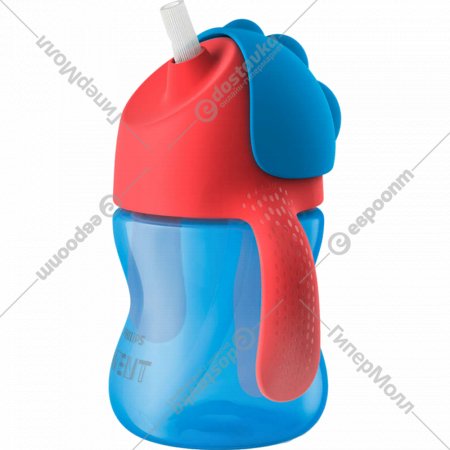 Чашка с трубочкой сине-красный, 200 мл.