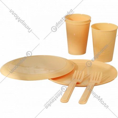 Набор посуды для пикника «IDIland» 221135404/01, бледно-желтый, 9 предметов