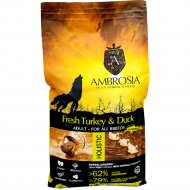 Корм для собак «Ambrosia» Grain Free, для всех пород, индейка/утка, 12 кг