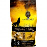 Корм для собак «Ambrosia» Grain Free, для всех пород, с чувствительным пищеварением, индейка/кролик, 12 кг