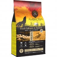 Корм для собак «Ambrosia» Grain Free, для мелких пород, лосось/кролик, 1.5 кг