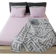 Комплект постельного белья «AksHome» Геометрия 31, евро, серый/коричневый