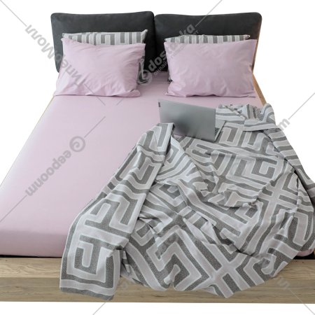 Комплект постельного белья «AksHome» Геометрия 31, евро, серый/коричневый