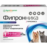 Таблетки для собак и кошек «Pchelodar» Фипронника, вес 2-5 кг, 3 шт