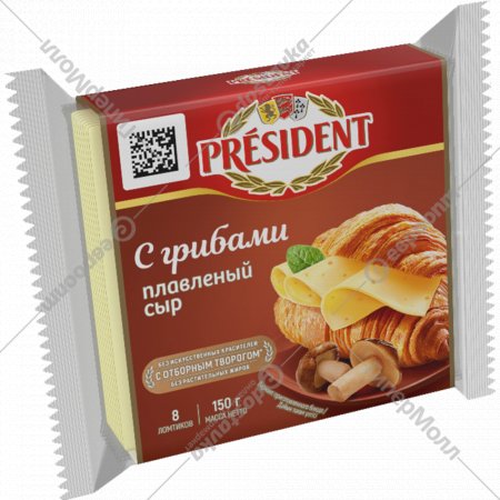 Сыр плавленый «President» с грибами, 40%, 150 г