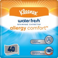 Влажные салфетки «Kleenex» Water Fresh Allergy Comfort, для лица и рук, 40 шт