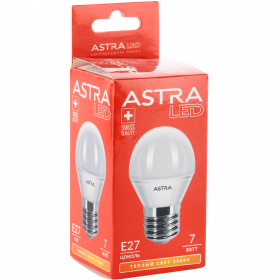 Лампа све­то­ди­од­ная «Astra» G45, 7W, E27, 3000K.        