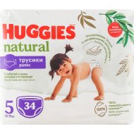 Подгузники-трусики детские Huggies Natural, 12-17 кг, р. 5, 34 шт