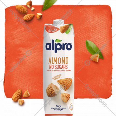 Напиток миндальный «Alpro» Almond no sugars, обогащенный кальцием, 1 л