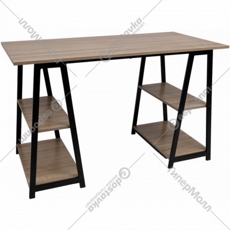Письменный стол «AksHome» Topaz, светлый дуб/черный металл, 1200х600х770 мм