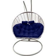 Кресло подвесное «Craftmebel» Кокон Двойной, белый/подушка синяя