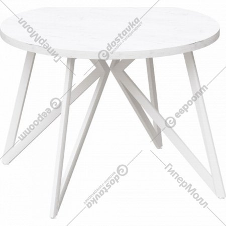 Обеденный стол «Millwood» Женева 18 мм, ЛДСП дуб белый крафт/белый, 100х100х75 см