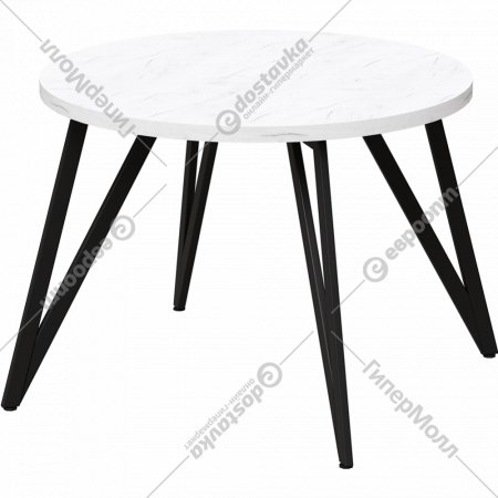 Обеденный стол «Millwood» Женева, ЛДСП дуб белый крафт/черный, 110х110х75 см
