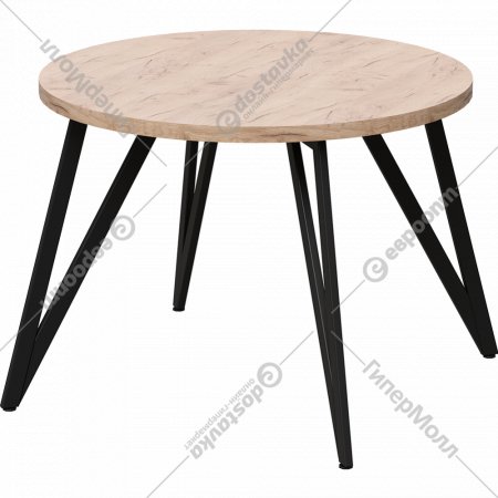 Обеденный стол «Millwood» Женева, ЛДСП дуб табачный крафт/черный, 110х110х75 см