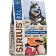 Корм для собак «Sirius» Adult, для активных собак, мясо/овощи, 15 кг