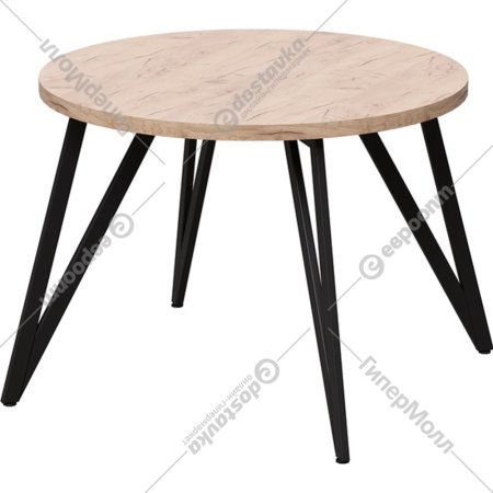 Обеденный стол «Millwood» Женева, ЛДСП дуб табачный крафт/черный, 90х90х75 см