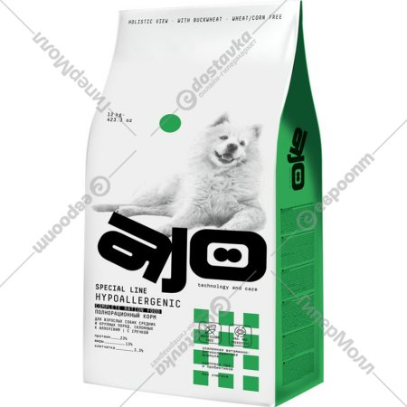 Корм для собак «AJO» Hypoallergenic, оленина/гречка, 12 кг