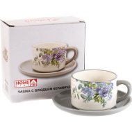 Чашка с блюдцем «Home Line» керамическая, сирень, 126-lilac, 210 мл