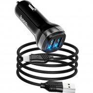 Автомобильное зарядное устройство «Hoco» Z40, 56921, 2 USB, черный, + кабель Micro