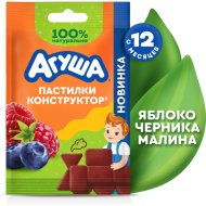 Пастилки фруктовые «Агуша» из яблок, черники и малины, 12 г