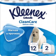 Туалетная бумага «Kleenex» Delicate White, двухслойная, 12 рулонов