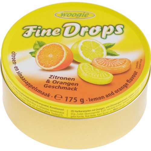 Карамель леденцовая «Woogie» Fine Drops, со вкусом лимона и апельсина, 175 г