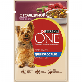 Корм для собак «Purina One» Мини, го­вя­ди­на, кар­то­фель, горох 85 г