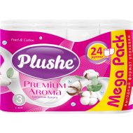 Туалетная бумага Plushe Aroma Pearl and Cotton, 3 слоя, 24 рулона