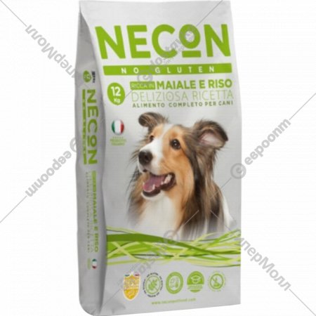 Корм для собак «Necon» для взрослых собак всех пород, свиннина и рис, 12 кг