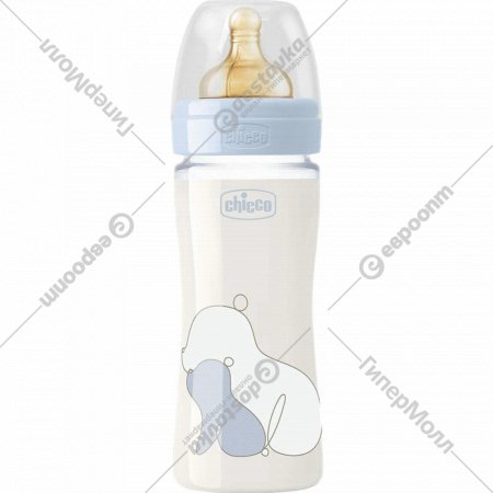 Бутылочка для кормления «Chicco» Original Touch Glass Boy, с латексной соской, 00027720200000, 240 мл