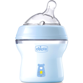 Бу­ты­лоч­ка «Chicco» Natural Feeling, с си­ли­ко­но­вой соской, го­лу­бой, 00081311200000, 150 мл