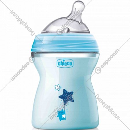 Бутылочка «Chicco» Natural Feeling, с силиконовой соской, голубой, 00081323200000, 250 мл