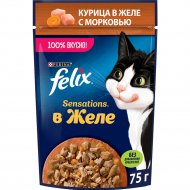 Корм для кошек «Felix Sensations» с курицей в желе с морковью, 75 г