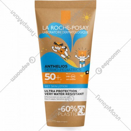 Детский солнцезащитный гель «La Roche-Posay» Anthelios Dermo-pediatrics, с технологией нанесения на влажную кожу, SPF 50+, 200 мл