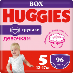 Тру­си­ки-под­гуз­ни­ки «Huggies» для де­во­чек размер 5, 13-17 кг, 96 шт