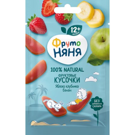 Фруктовые кусочки Фруто Няня яблоко, клубника, банан, 15 г