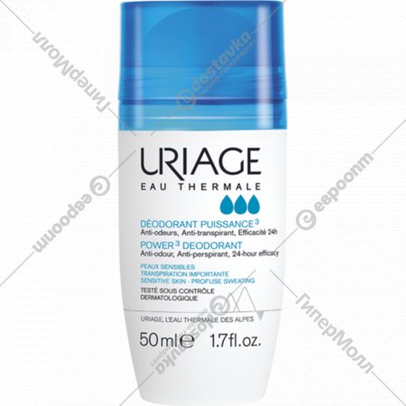 Дезодорант «Uriage» Deodorant Puissance 3, тройного действия, 50 мл