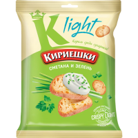 

Сухарики "КИРИЕШКИ-ЛАЙТ" (смет/зел)РФ80г