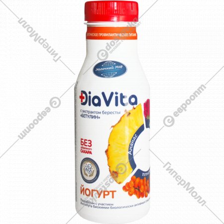 Йогурт «Dia Vita» с экстрактом бересты, ананас, облепиха, и амарант, 1.5%, 280 г