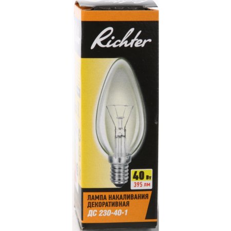 Лампа накаливания «Richter» ДС 230-40-1, Е14, 40 Вт