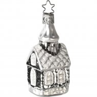 Елочная игрушка «Inge's Christmas» Silver and White Elegance, Домик, 10054S014, 9 см