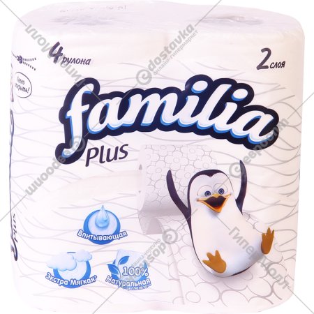 Бумага туалетная «Familia» Plus белая, 4 шт