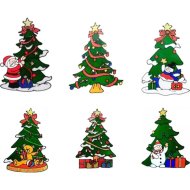 Украшение новогоднее Витраж на стекло 160456, елка с дедом морозом