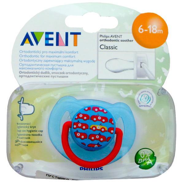 Пустышка силиконовая «Philips Avent» Дизайн, для мальчика, 6-18 месяцев ...