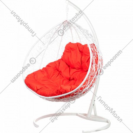 Кресло подвесное «BiGarden» Gemini White, красная подушка
