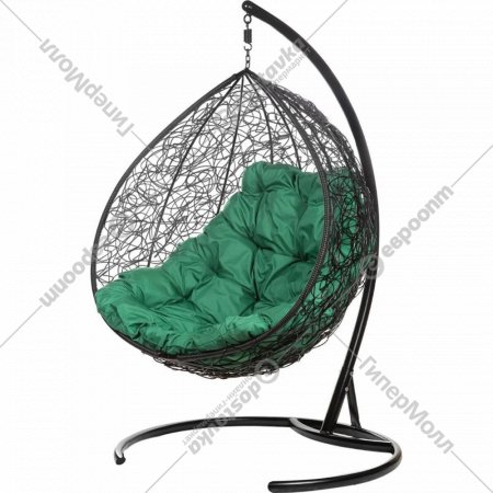 Кресло подвесное «BiGarden» Gemini Black, зеленая подушка